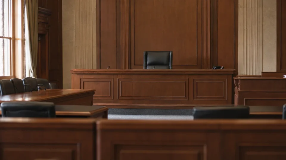 Empty Courtroom with Judge's Bench