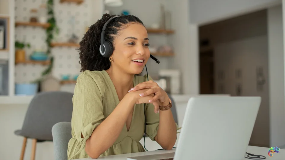 Woman making cold calls