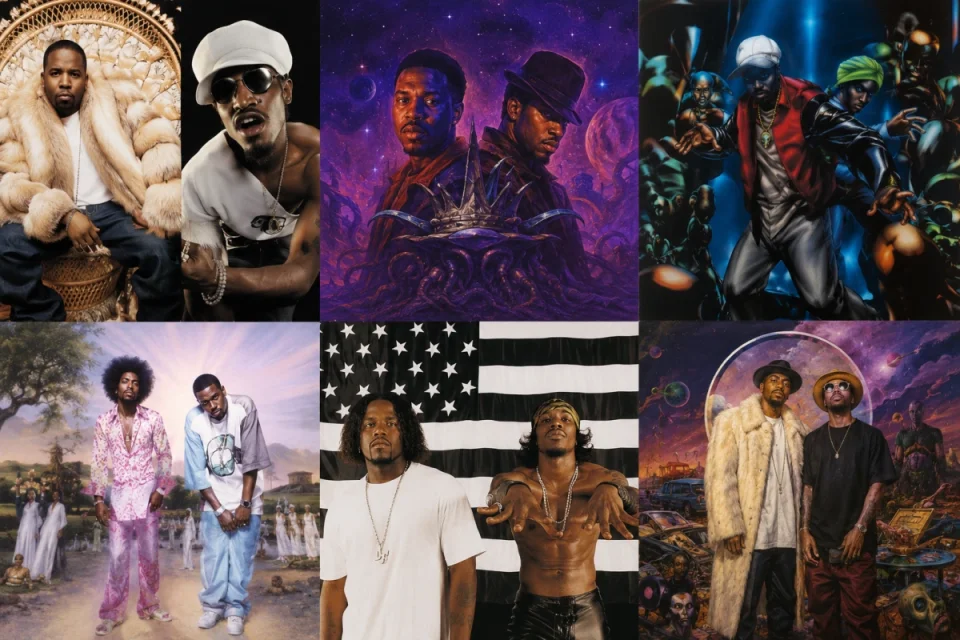 Collage of all Outkast's albums