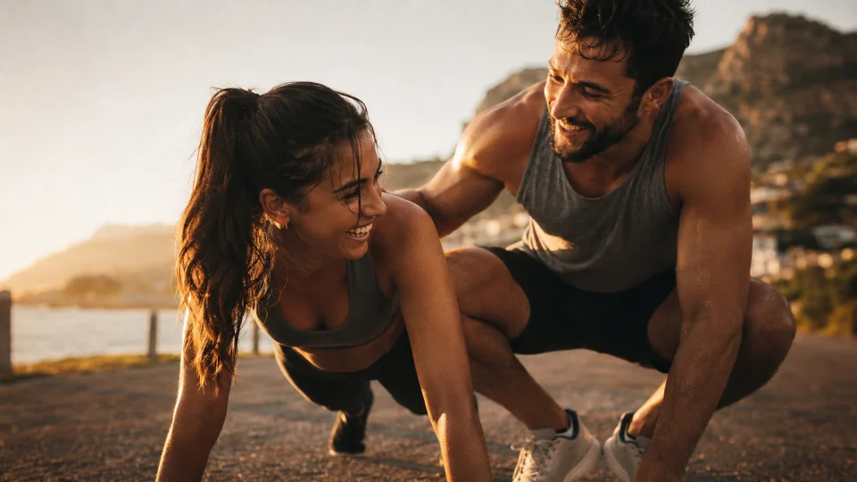athletic couple training together