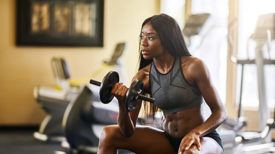 Woman working out in gym