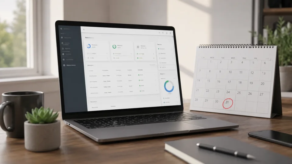 an open laptop displaying a clean website admin dashboard