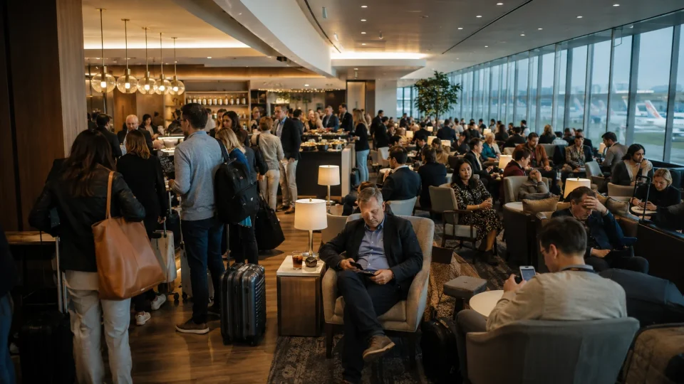 Airport Lounges Were Built to Escape the Crowd. Now the Crowd Is Inside.