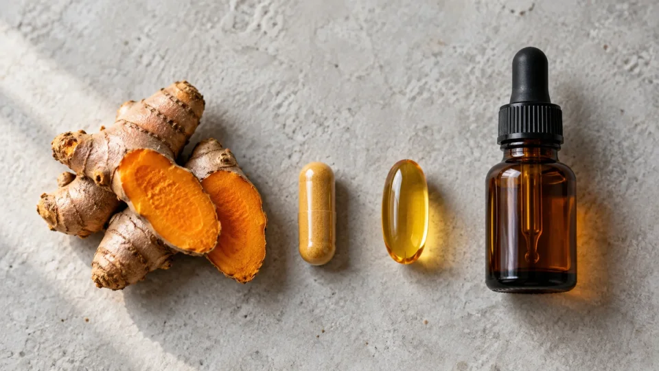 Turmeric Roots and Golden Supplements