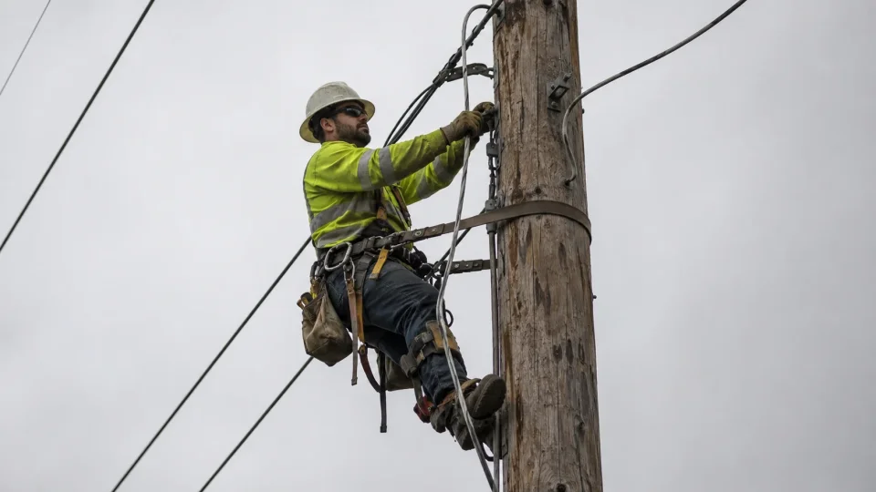 Utility Worker on Pole